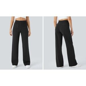 HALARA DayStretch High Waisted Pockets Straight Leg Pants L Tall Black NWT B52